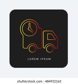 Delivery Van Red & Orange gradient attractive line thin icon / logo design