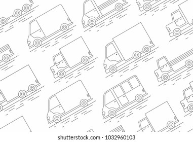 Delivery Van seamless pattern. line icon