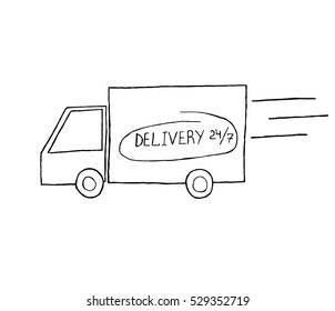 Delivery van, service concept, Truck icon vector. Minimalistic sign. Delivery truck. Vector illustration on white background