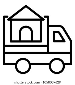 A delivery van transporting a house concept of home moving service 