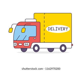 Delivery van truck icon vector isolated