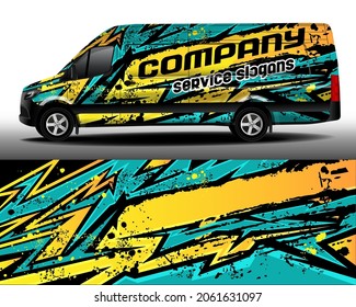 Delivery van vector design. Car sticker. Car design development for the company. Abstract background for car vinyl sticker
