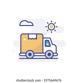 Delivery Van vector filled outline icon style illustration. EPS 10 File