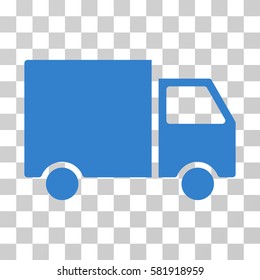 Delivery Van vector icon. Illustration style is a flat iconic cobalt symbol on a transparent background.