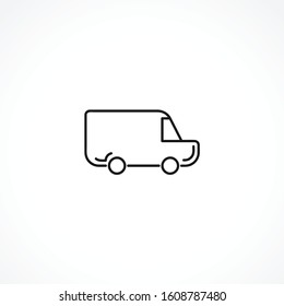 Delivery van vector icon on white background