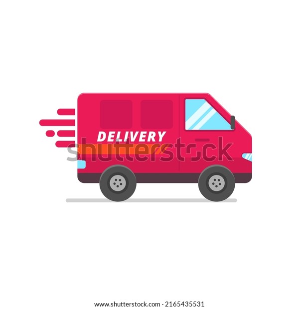 Delivery van vector illustration in
flat style isolated on white background. Delivery van
icon