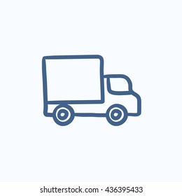 Delivery van vector sketch icon isolated on background. Hand drawn Delivery van icon. Delivery van sketch icon for infographic, website or app.