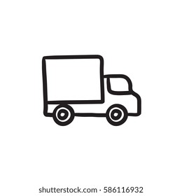 Delivery van vector sketch icon isolated on background. Hand drawn Delivery van icon. Delivery van sketch icon for infographic, website or app.