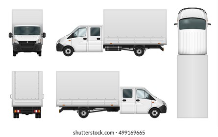 Delivery van vector template on white background. Isolated cargo minibus. All elements in groups on separate layers.