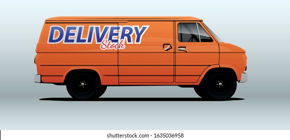 Delivery van. Vintage car in vector.