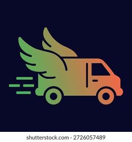 carrinha de entrega com asas ícone simbolizando velocidade e logística eficiente