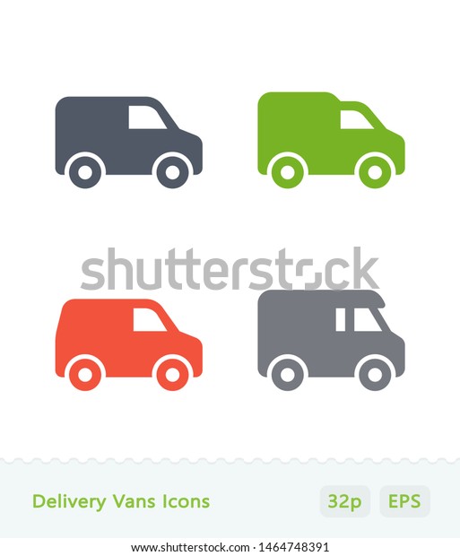 Delivery Vans Sticker Icons Set 4 Abstract Signs Symbols Stock