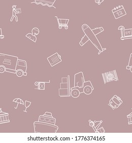 Delivery - Vector background (seamless pattern) of shipping, service, transportation, logistics for graphic design
