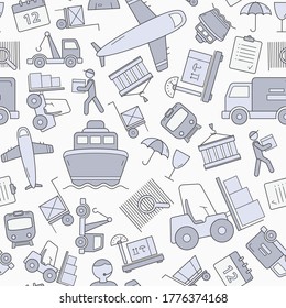 Delivery - Vector background (seamless pattern) of shipping, service, transportation, logistics for graphic design