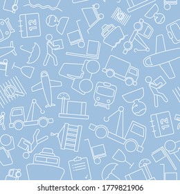Delivery - Vector background (seamless pattern) of shipping, service, transportation, logistics for graphic design