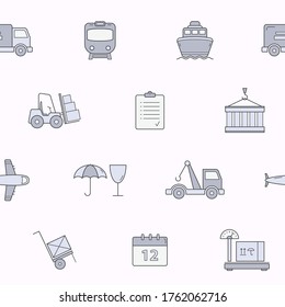 Delivery - Vector color background (seamless pattern) of shipping, service, transportation, logistics for graphic design