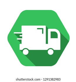 Delivery vector green icon in modern flat style isolated. Symbol delivery is good for your web design.