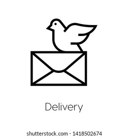 Delivery vector icon. Cargo symbol. Linear style sign for mobile concept and web design. Delivery symbol illustration. Pixel vector graphics - Vector