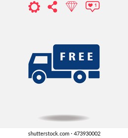 Delivery vector icon on grey background.