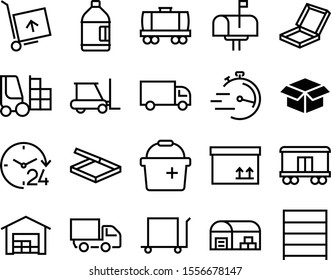 delivery vector icon set such as: week, modern, interior, 24, healthy, goods, red, present, postage, case, machinery, break, bottle, help, worker, telegram, house, center, blue, crate, gift, cooler