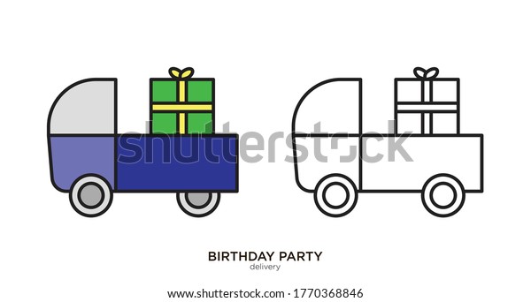 Delivery vector illustration lineal color and\
filled design