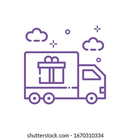 Ilustración del vector de entrega. Icono de esquema de compras y comercio electrónico. Archivo EPS 10
