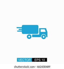 Delivery vector. Isolated blue icon on white background.