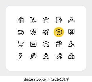 Liefert Vektorzeilensymbole. Einfache Umrisssymbole. Vektorauslieferungssymbole-Set
