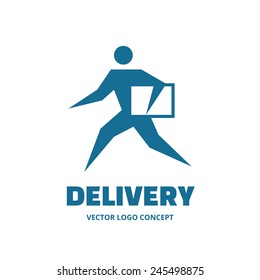 Delivery - vector logo template concept. Running man. People sign. Human character illustration. Design element.