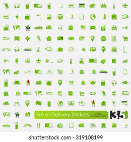 delivery vector sticker icons with shadow. Paper cut
