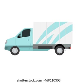 Delivery vector transport truck van isolated on white
