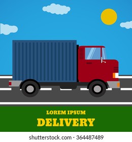 Delivery vector truck. Delivery service van. Delivery car icon. Fast delivery truck isolated. Vector delivery truck car driving fast. Delivery truck vector car eps 10