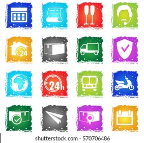 delivery vector web icons in grunge style for user interface design
