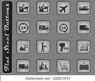 Delivery vector web icons on the flat steel buttons