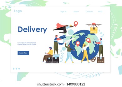 Delivery vector website landing page design template