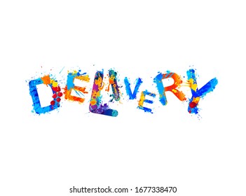 Delivery. Vector word of colorful splash paint letters