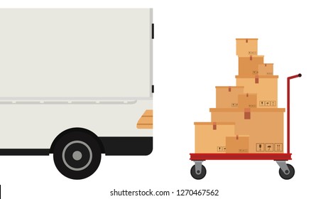Delivery vehicles. box cartoon vector. free space for text. wallpaper. Cart vector.