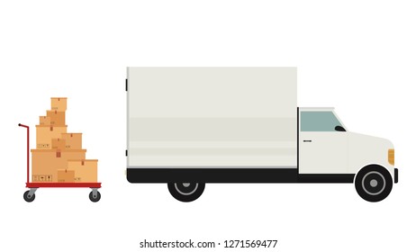 Delivery vehicles. box cartoon vector. free space for text. wallpaper.