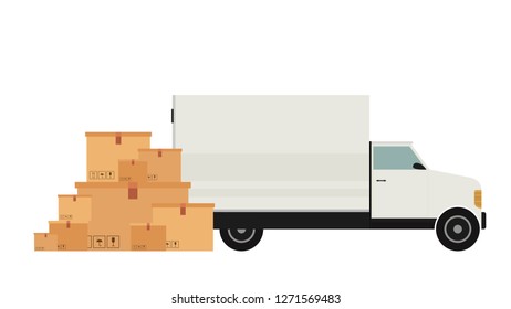 Delivery vehicles. box cartoon vector. free space for text. wallpaper.