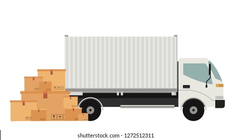Delivery vehicles. box cartoon vector. free space for text. wallpaper.