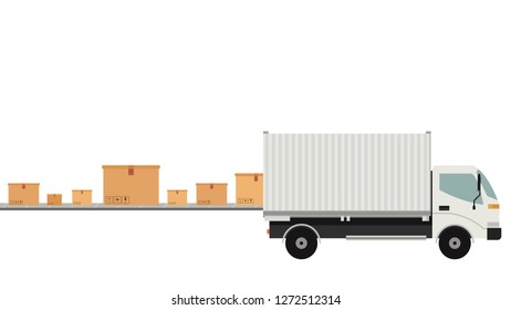 Delivery vehicles. box cartoon vector. free space for text. wallpaper. Baggage carousel