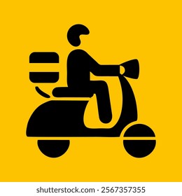 delivery vespa icon on yellow editable background