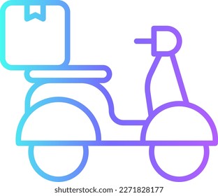 Delivery vespa motorbike delivery service icons with purple blue outline style. Shipping logistics symbol sign. Simple vector illustration. Related to package, fee, fast courier
