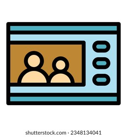 Vector de contorno de iconos de intercomunicación de vídeo de entrega. Sistema de puertas. Color plano de seguridad de cámara