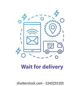 Delivery waiting concept icon. Parcel tracking. Shipping service idea thin line illustration. Vector isolated outline drawing