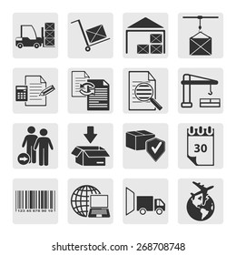 Delivery warehouse icons.