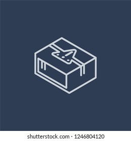 Delivery warning icon. Delivery warning linear design concept from Delivery and logistic collection. Simple element vector illustration on dark blue background.