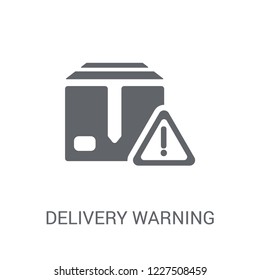 Delivery warning icon. Trendy Delivery warning logo concept on white background from Delivery and logistics collection. Suitable for use on web apps, mobile apps and print media.