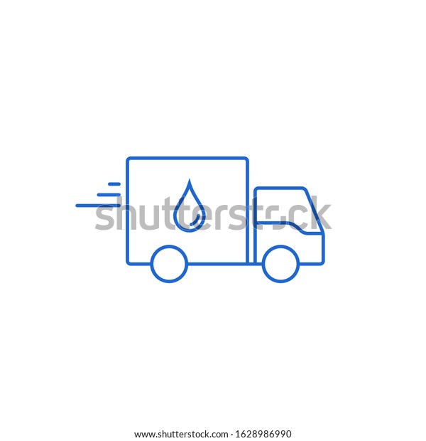 Delivery Water Truck Icon Logo flat Design line\
symbol. Vector.