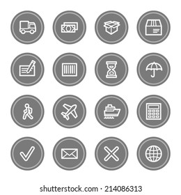 Delivery web icons, grey circle buttons